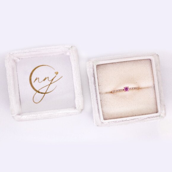 Ceylon Pink Sapphire Ring in 14K Solid Gold with Natural Diamond Accents - Picture 4 of 9
